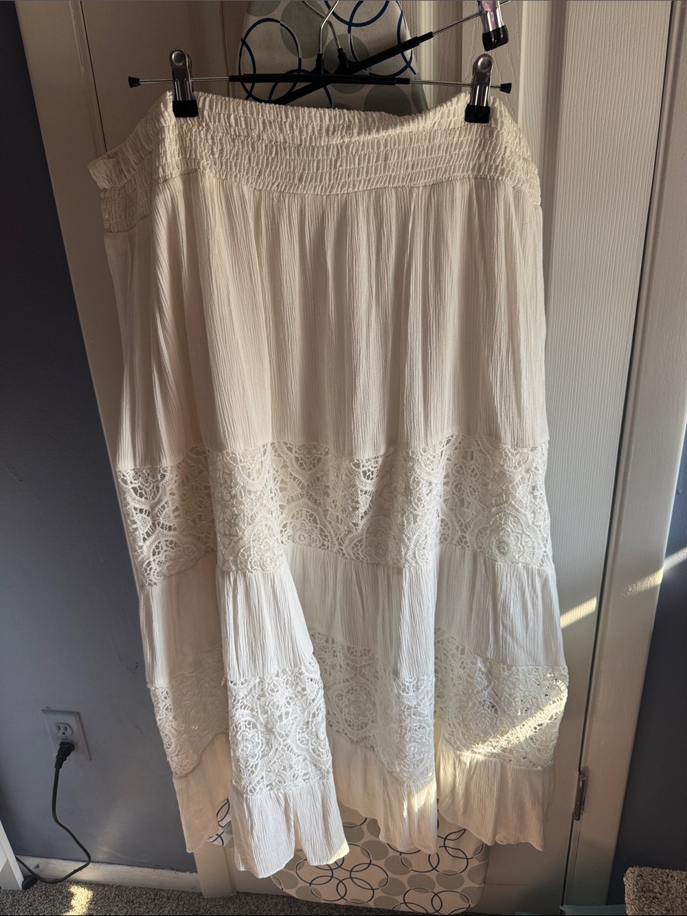 Lane Bryant Cream Lace-Tiered Maxi Skirt